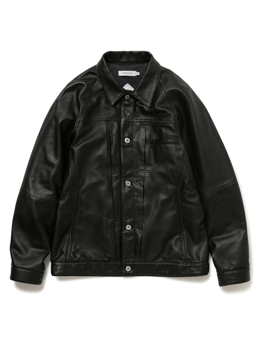 <img class='new_mark_img1' src='https://img.shop-pro.jp/img/new/icons50.gif' style='border:none;display:inline;margin:0px;padding:0px;width:auto;' />nonnative - TRUCKER BLOUSON SHEEP LEATHER WITH GORE-TEX WINDSTOPPER® (BLACK)