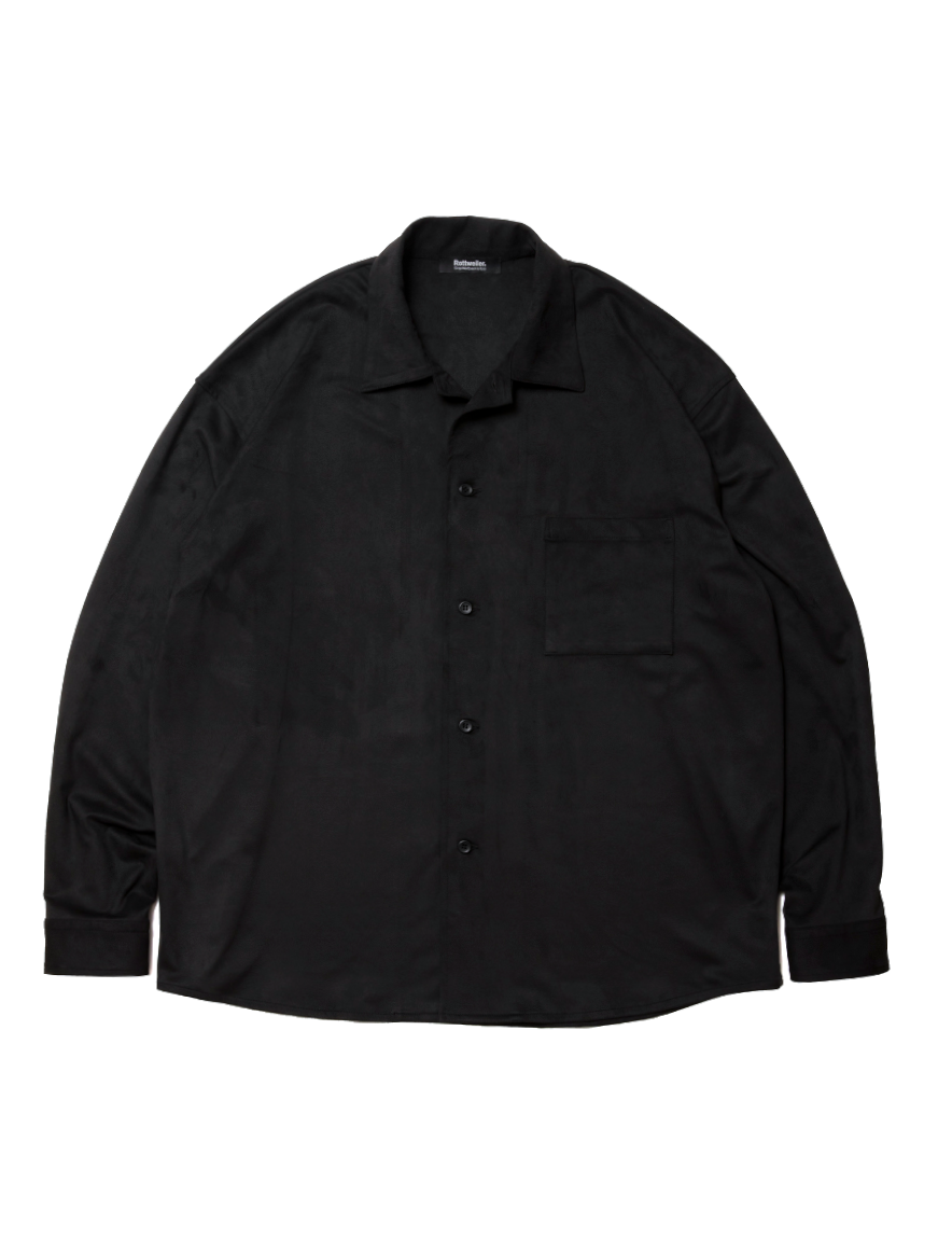 <img class='new_mark_img1' src='https://img.shop-pro.jp/img/new/icons1.gif' style='border:none;display:inline;margin:0px;padding:0px;width:auto;' />ROTTWEILER - R9 F.SUEDE OPENCOLLAR SHIRT (BLACK)