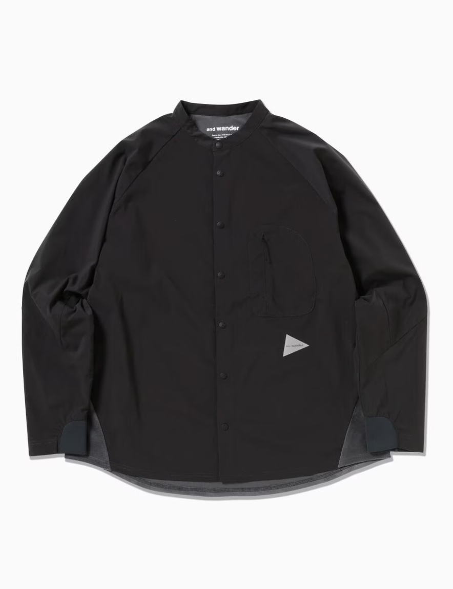 <img class='new_mark_img1' src='https://img.shop-pro.jp/img/new/icons1.gif' style='border:none;display:inline;margin:0px;padding:0px;width:auto;' />and wander - fleece base band collar shirt (CHARCOAL)