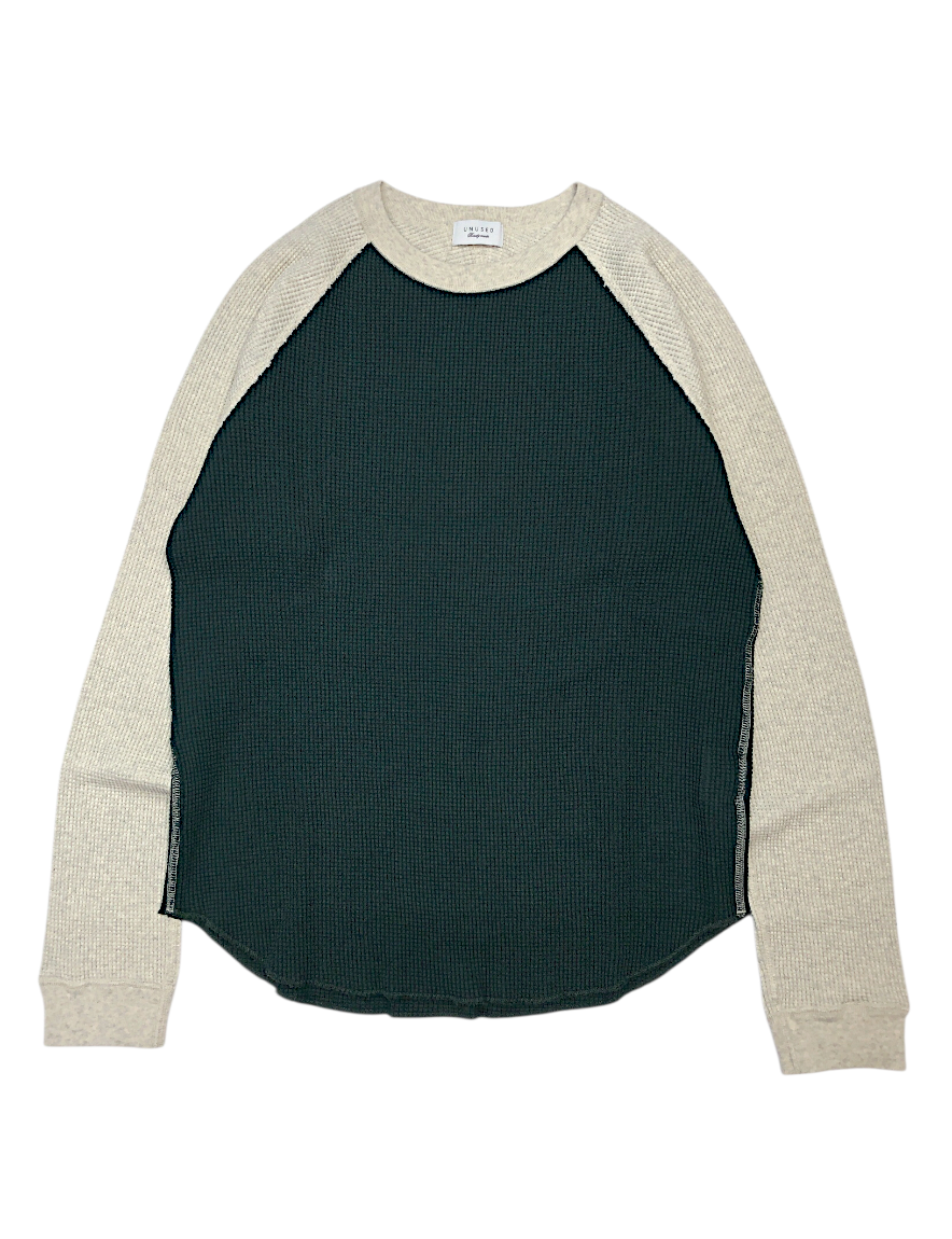 <img class='new_mark_img1' src='https://img.shop-pro.jp/img/new/icons50.gif' style='border:none;display:inline;margin:0px;padding:0px;width:auto;' />UNUSED - Long sleeve waffle 2tone Tee