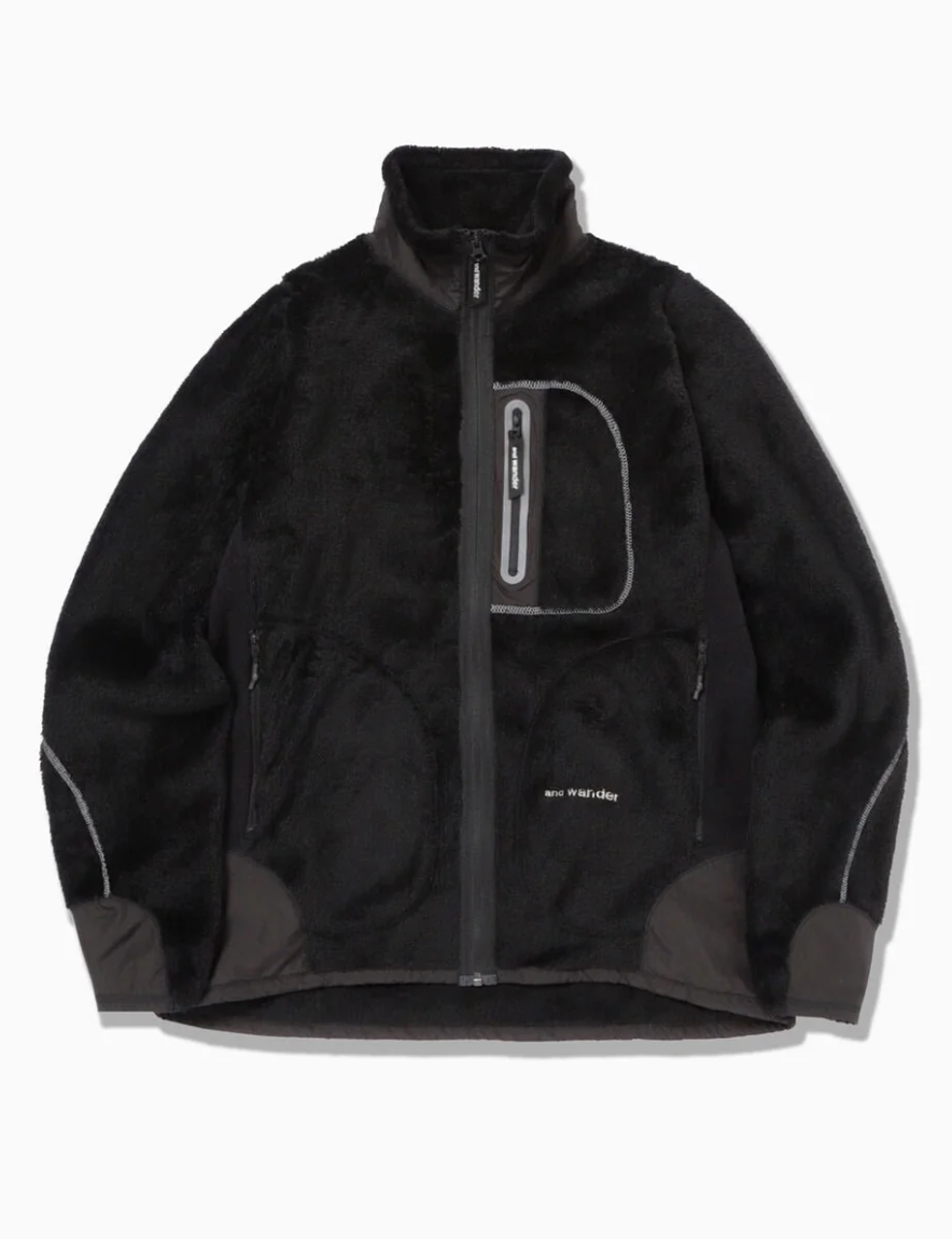 <img class='new_mark_img1' src='https://img.shop-pro.jp/img/new/icons1.gif' style='border:none;display:inline;margin:0px;padding:0px;width:auto;' />and wander - high loft fleece jacket (BLACK)