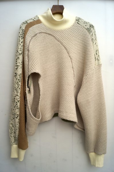 nashe》mixfabric highneck knit